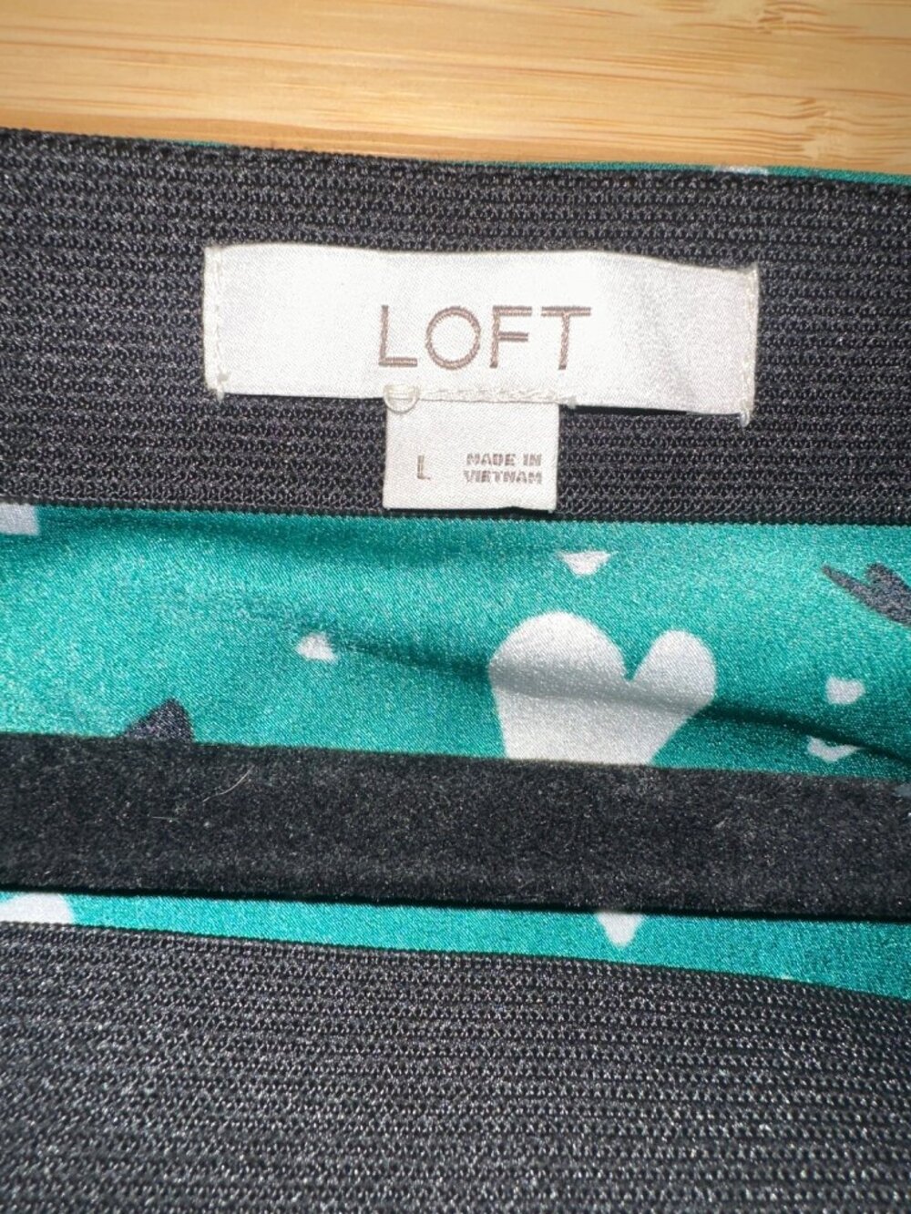 LOFT Green Floral Maxi Skirt Side Slit White Print Boho Size L romantic artsy - Picture 5 of 7